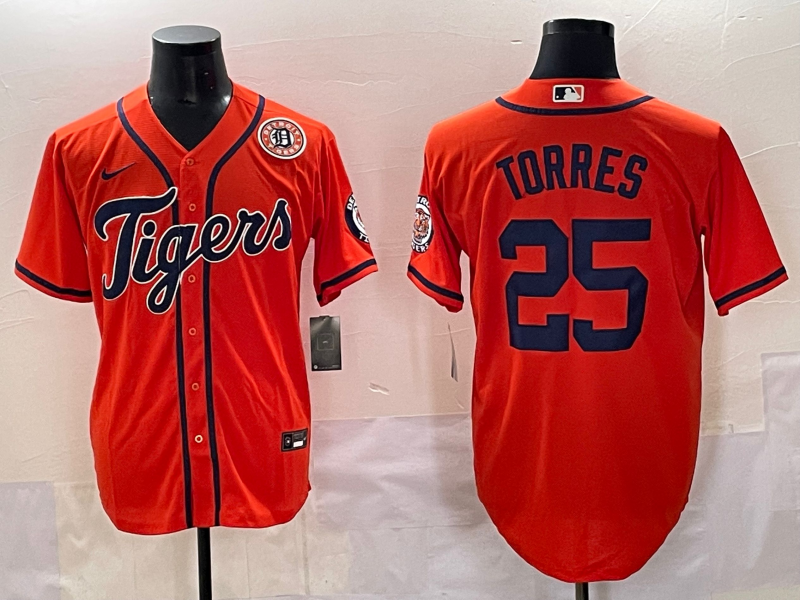 Men 2025 Detroit Tigers #25 Torres orange Nike MLB Jersey style 5